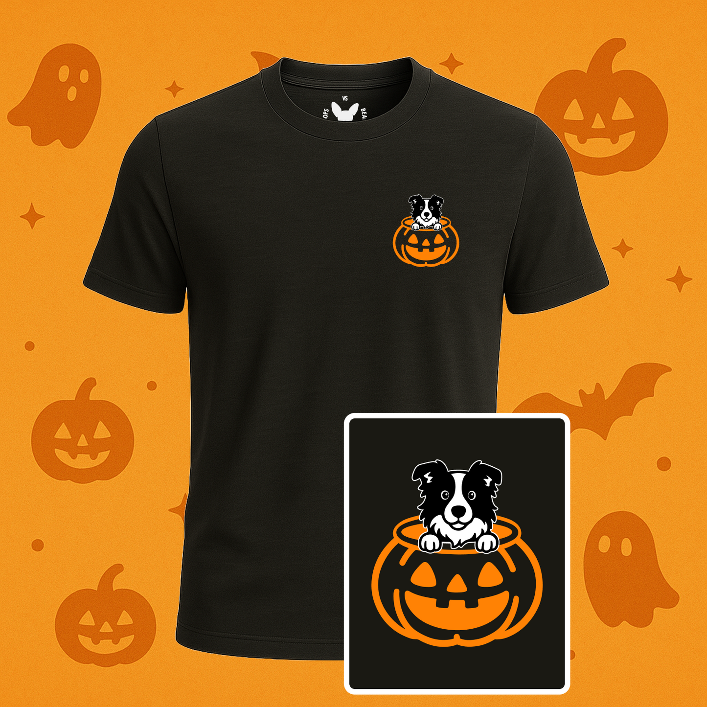 Border Collie Halloween Pumpkin Pup Tees