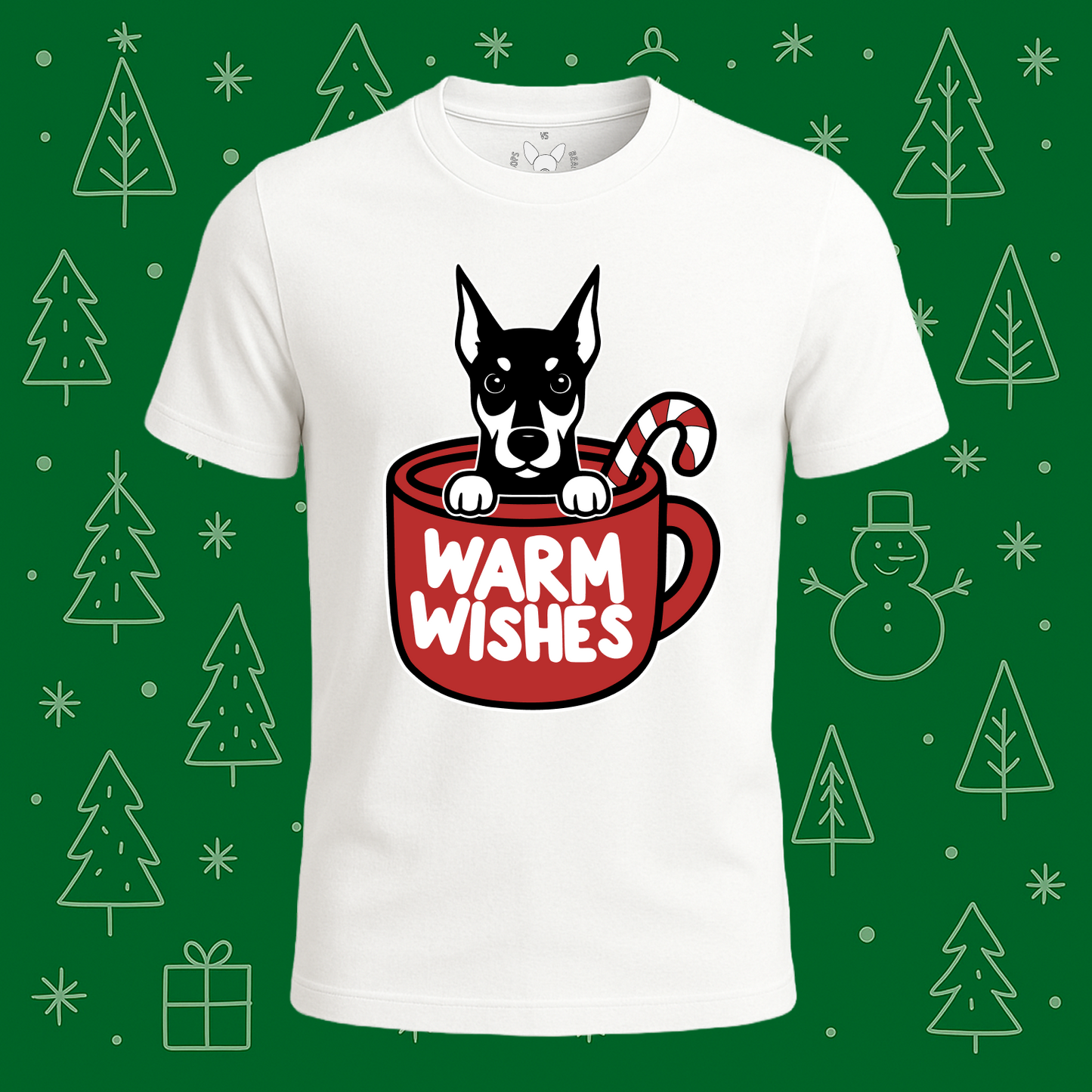 Doberman Warm Wishes Tee - Feature Print