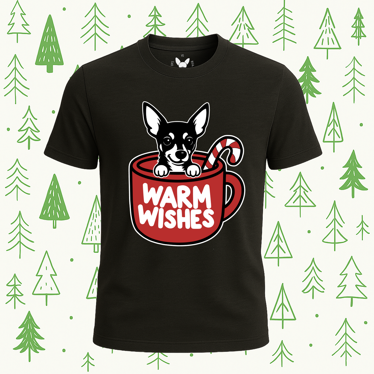 Miniature Pinscher (Min Pin) Warm Wishes Tee - Feature Print