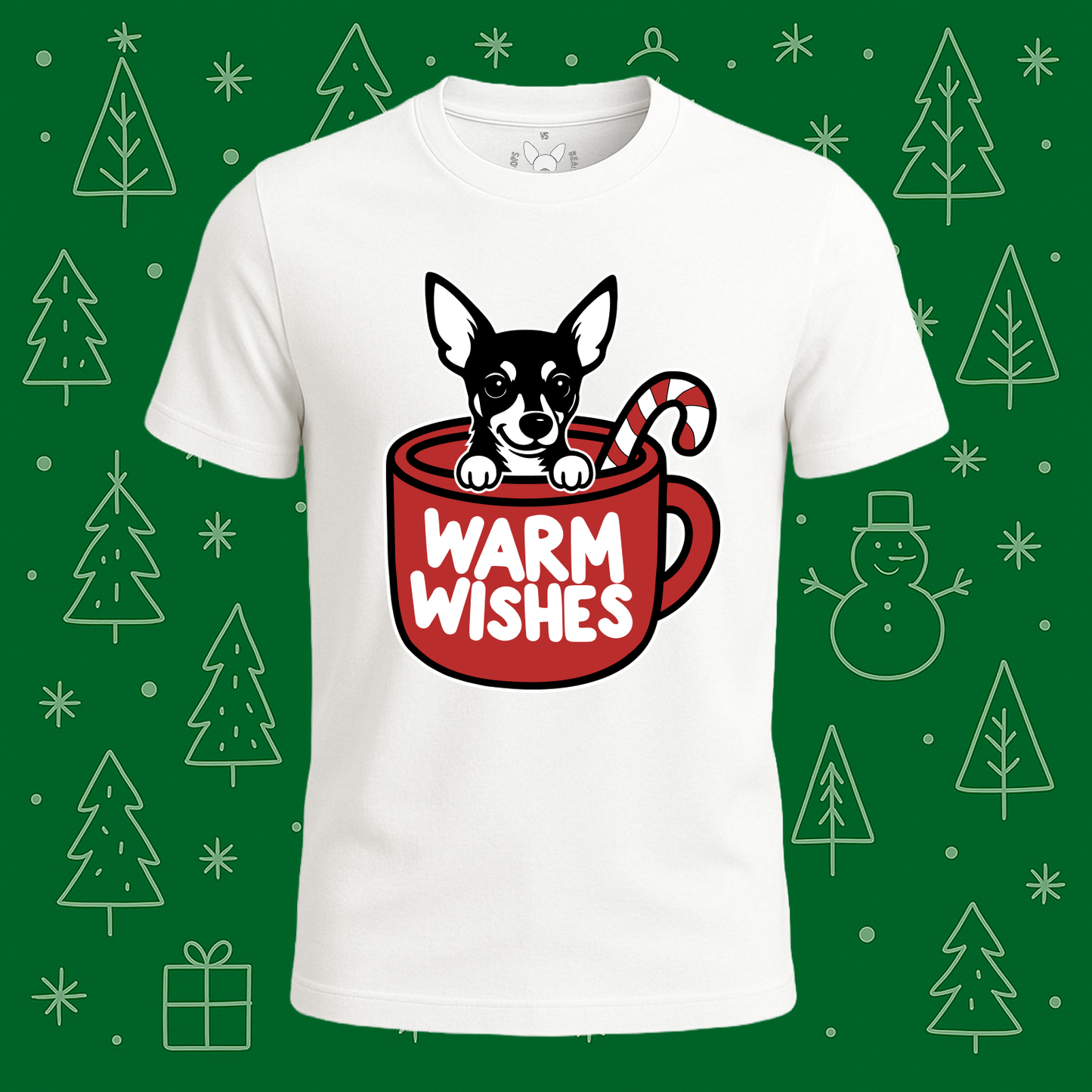 Miniature Pinscher (Min Pin) Warm Wishes Tee - Feature Print