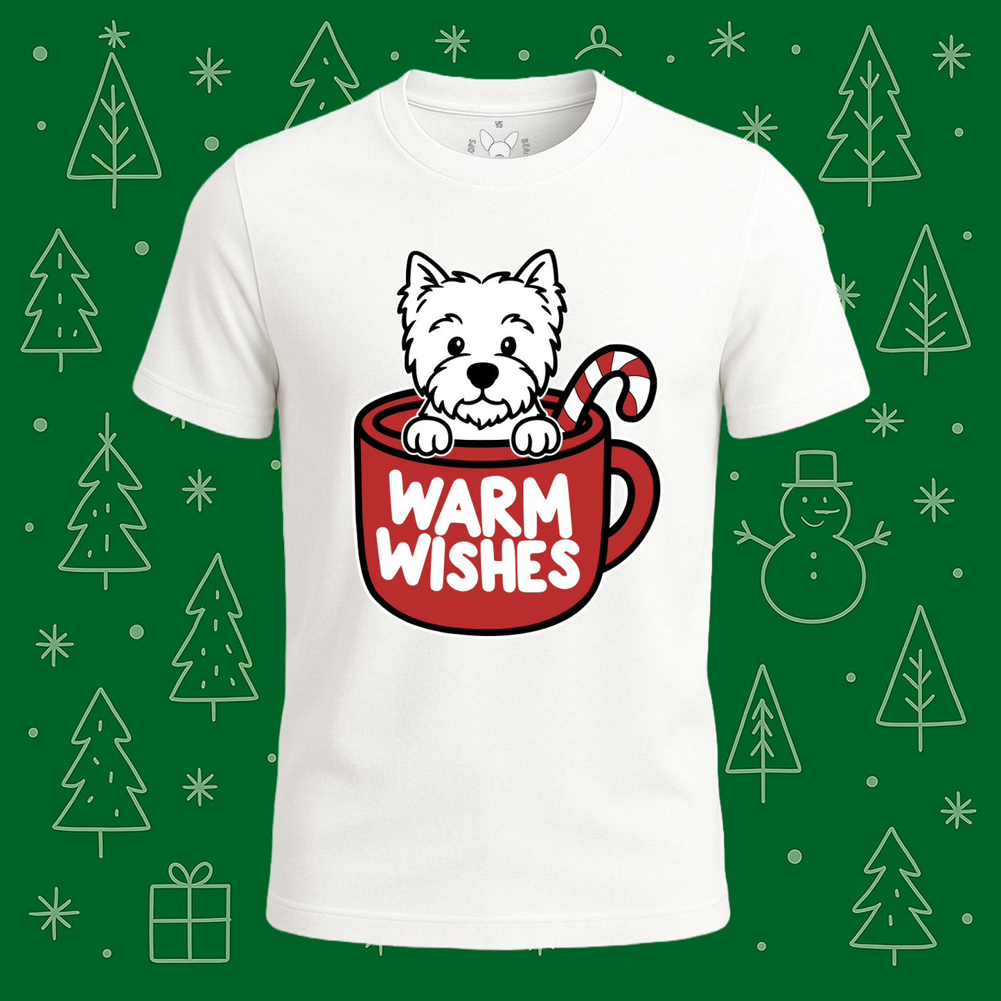 West Highland Terrier (Westie) Warm Wishes Tee - Feature Print