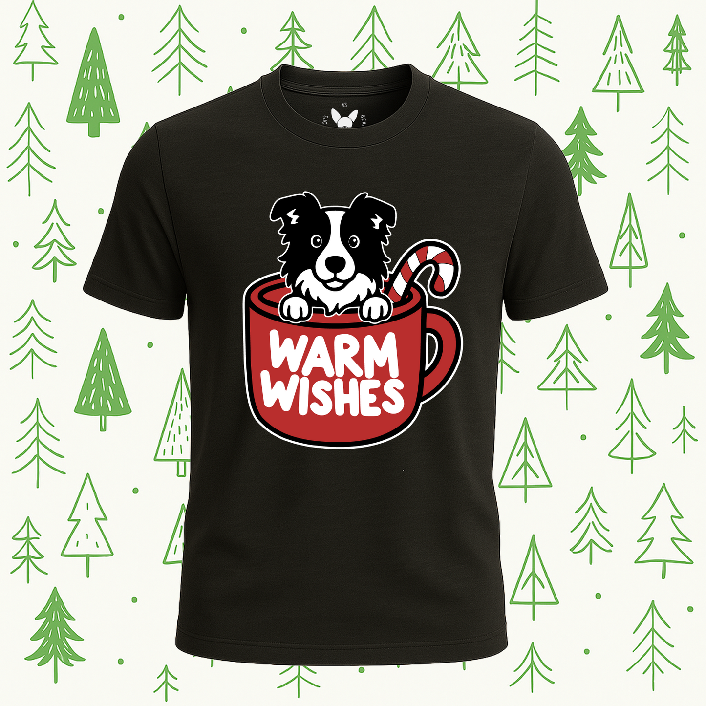 Border Collie Warm Wishes Tee - Feature Print