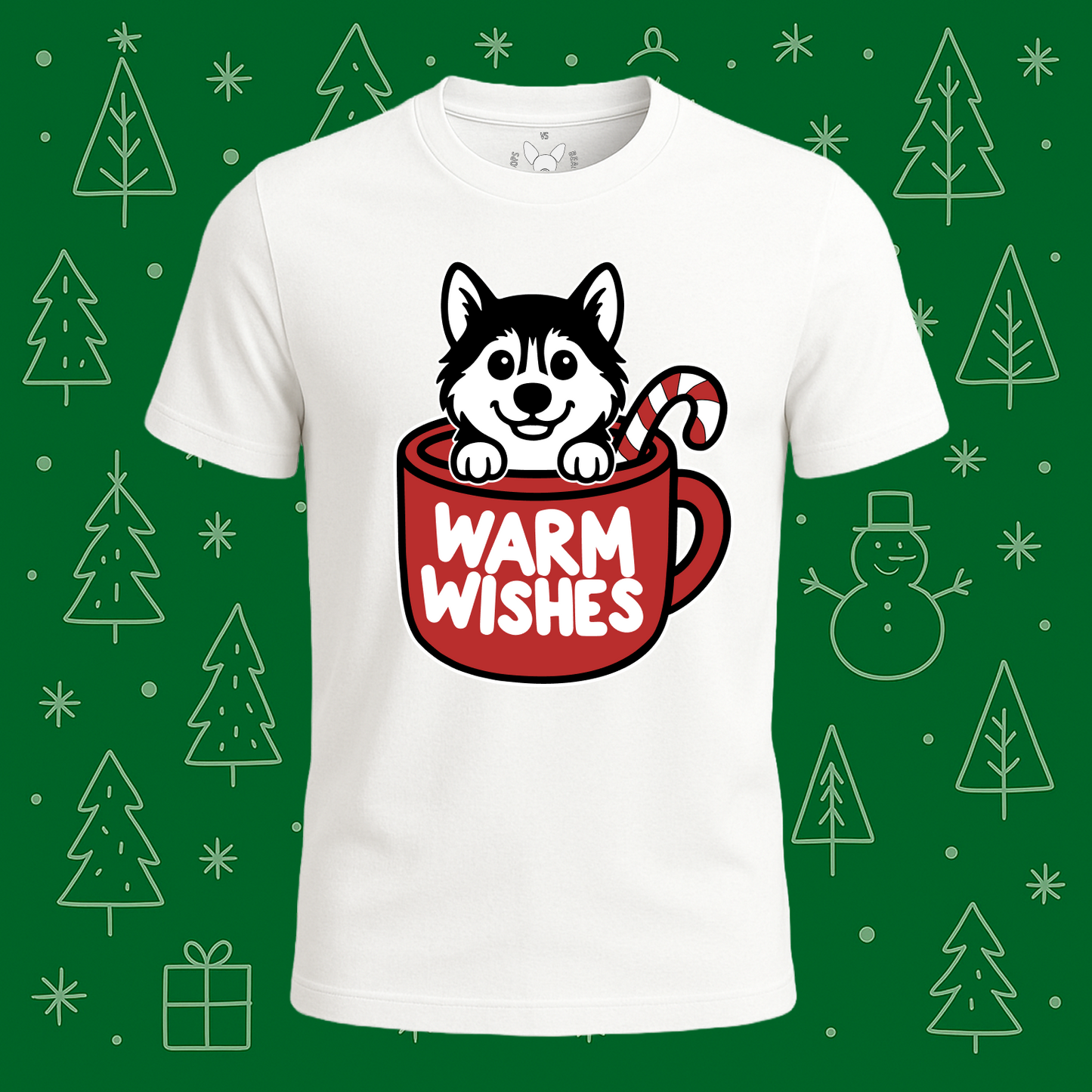 Siberian Husky Warm Wishes Tee - Feature Print