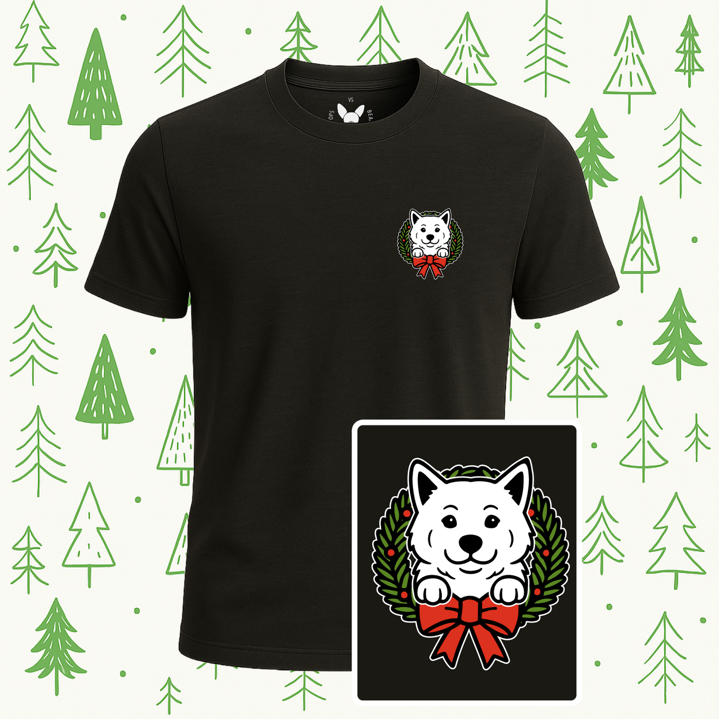Akita Holiday Wreath Tee