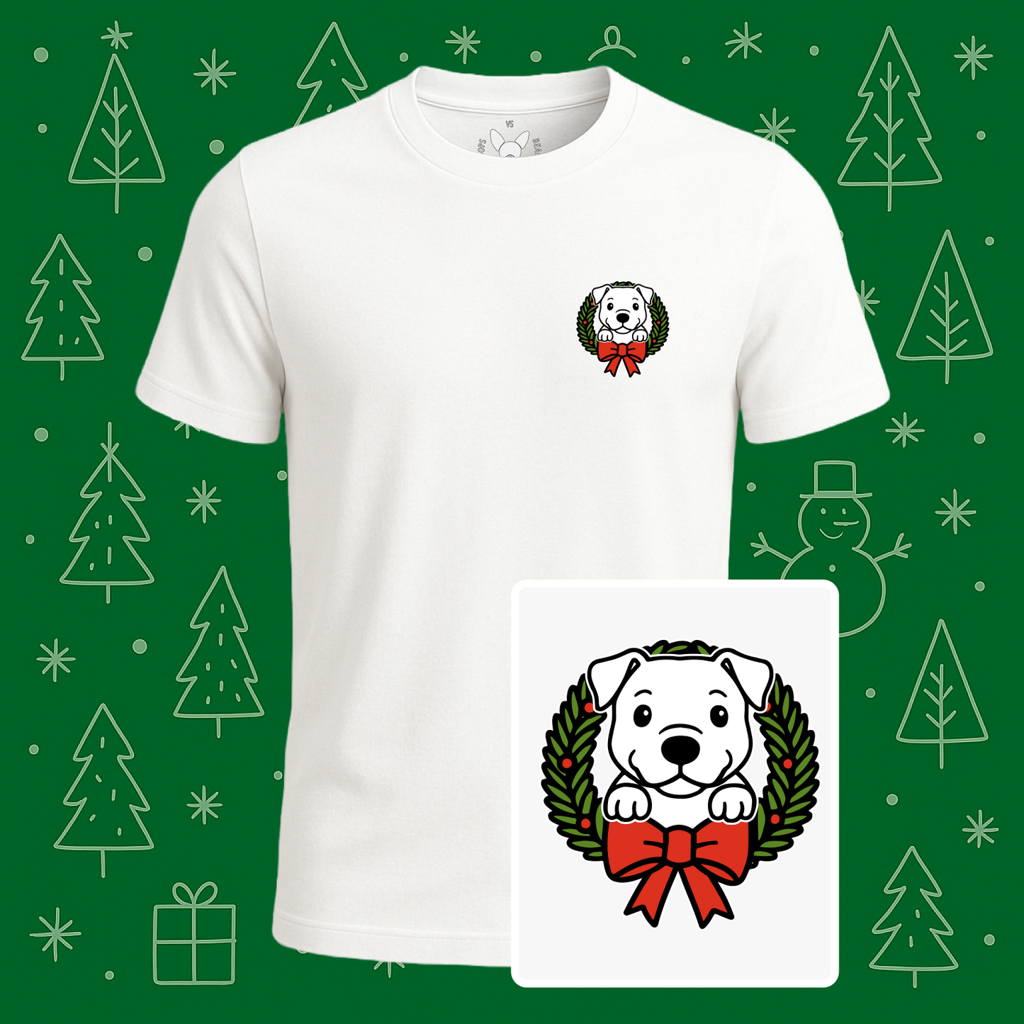 American Pitbull Holiday Wreath Tee