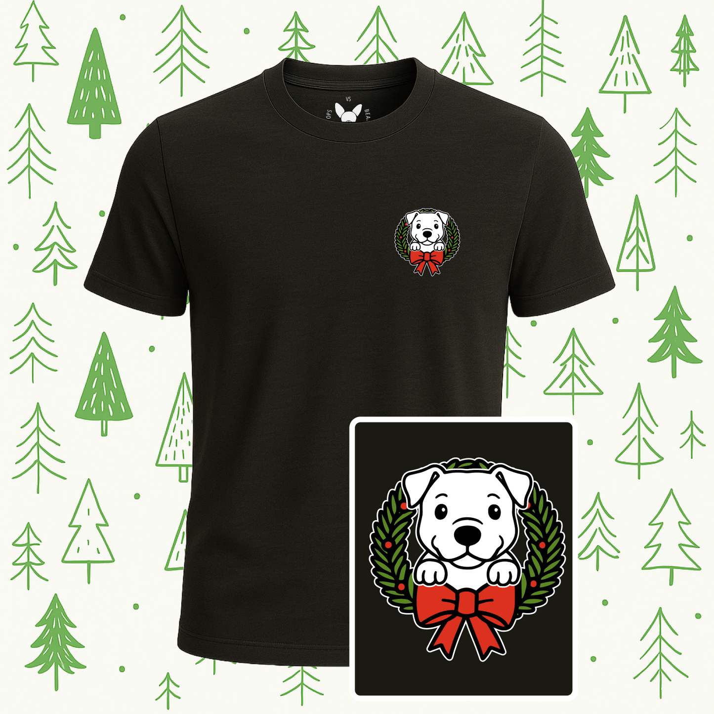 American Pitbull Holiday Wreath Tee
