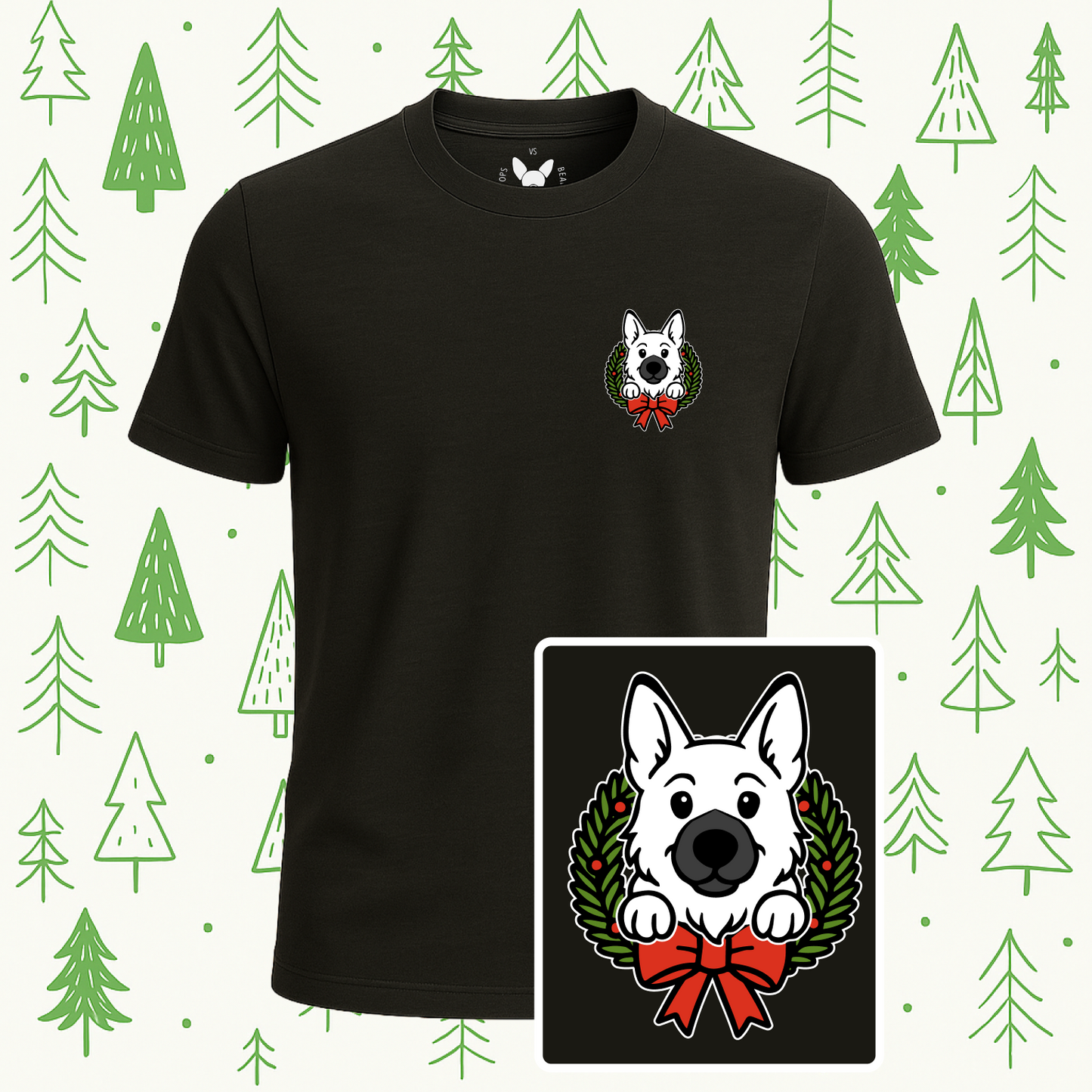 German Shepherd Holiday Wreath Tee