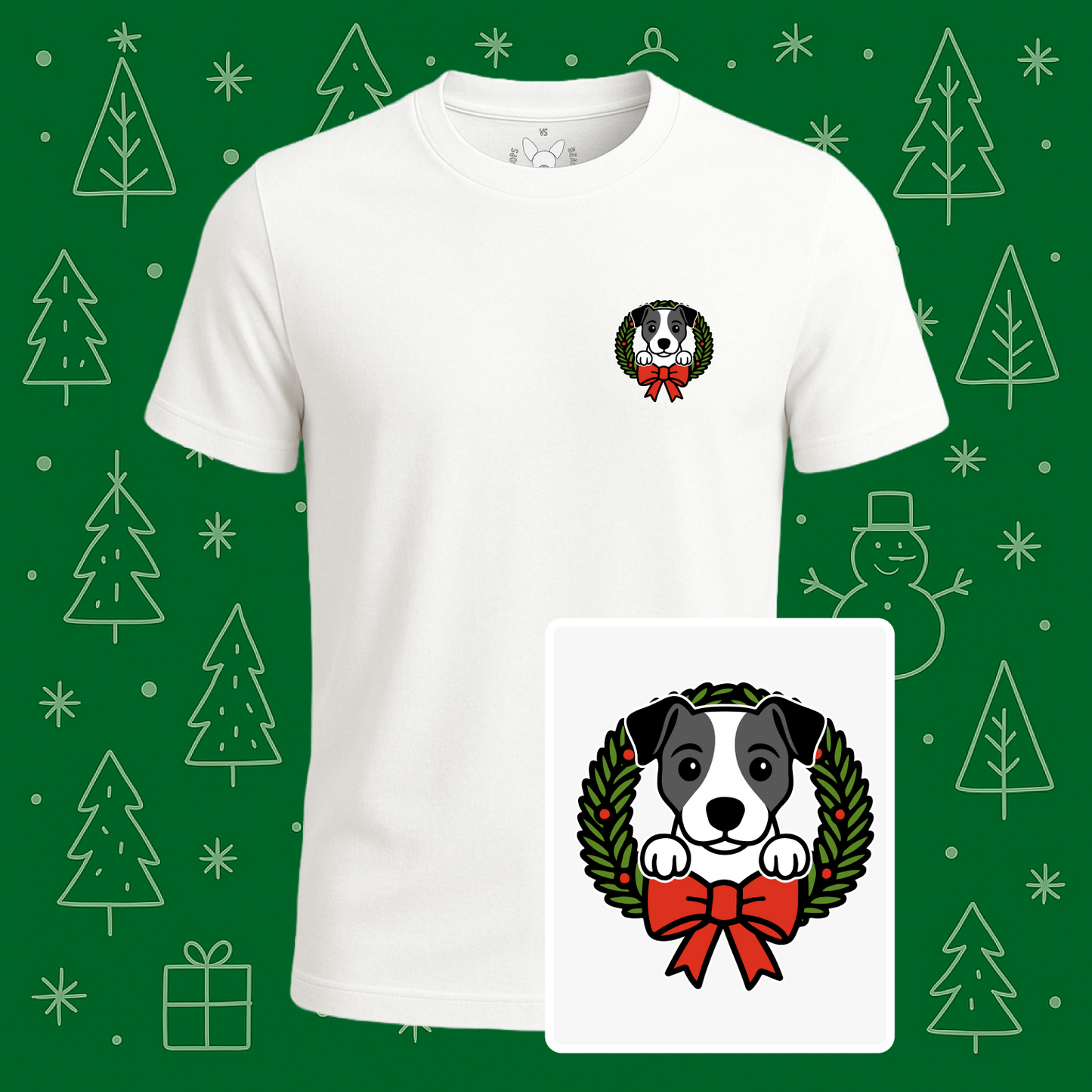 Jack Russell Terrier Holiday Wreath Tee