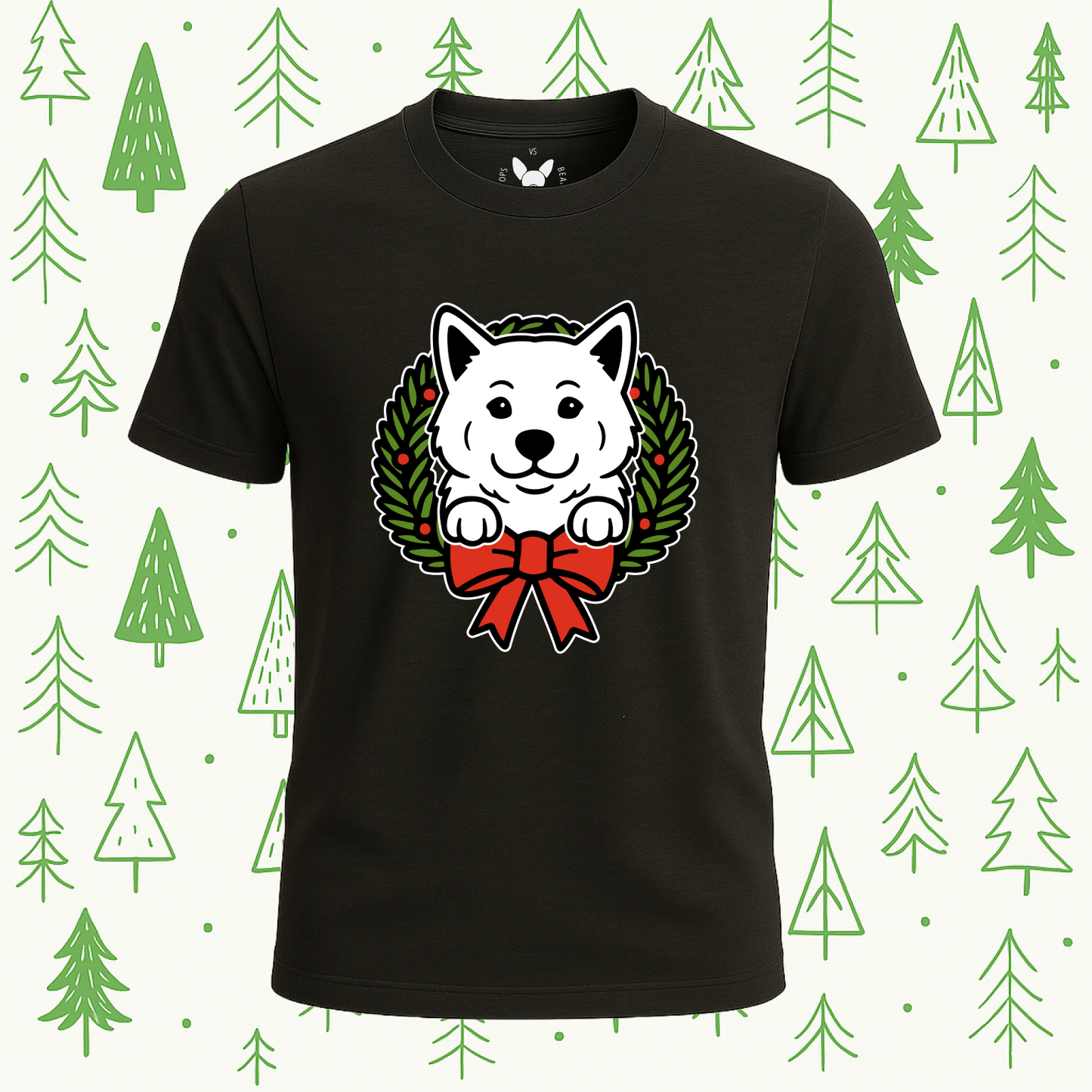 Akita Holiday Wreath Tee - Feature Print