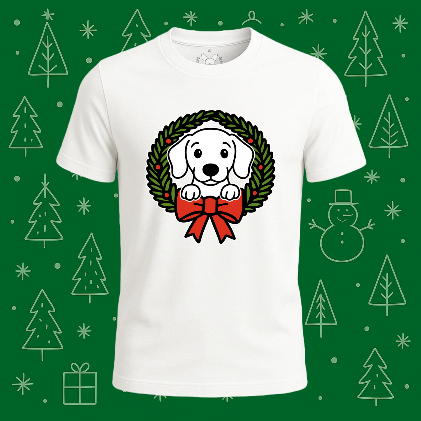 Dachshund Holiday Wreath Tee - Feature Print