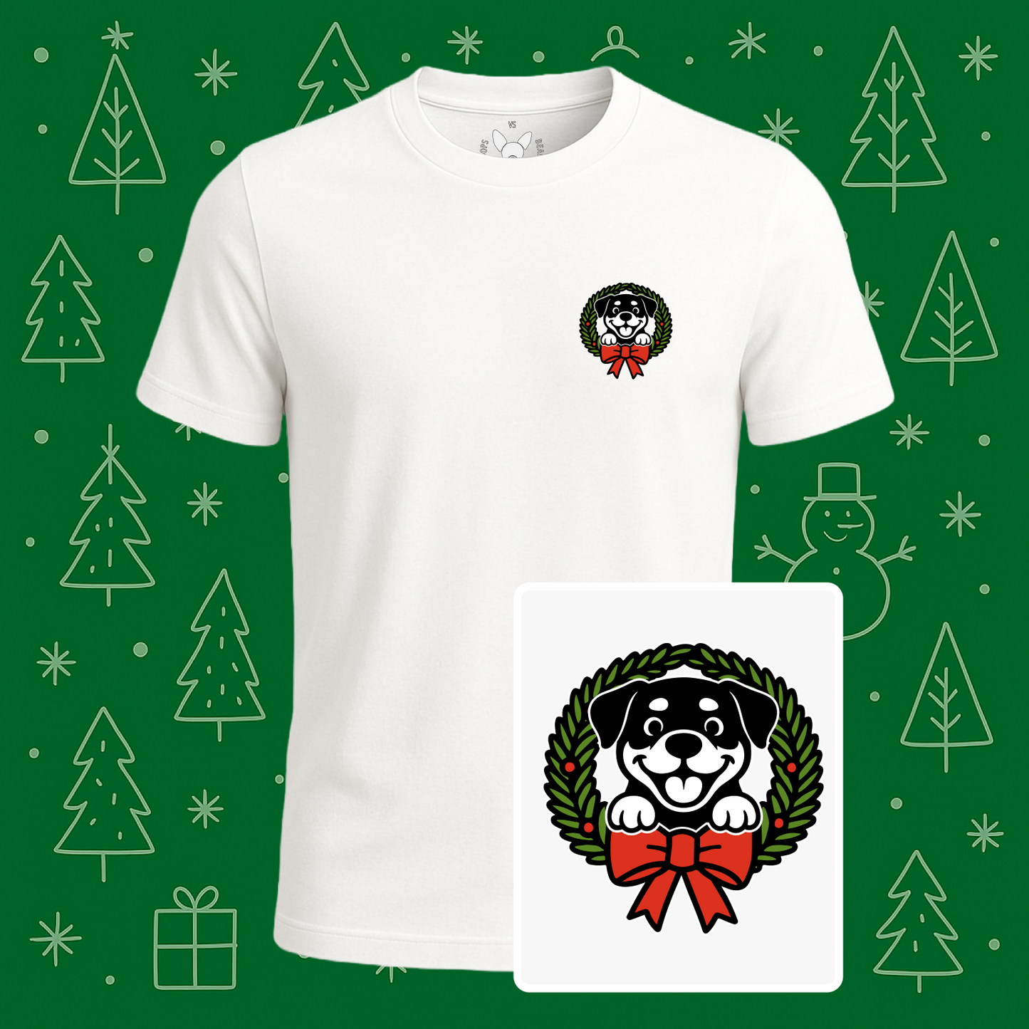 Rottweiler Holiday Wreath Tee