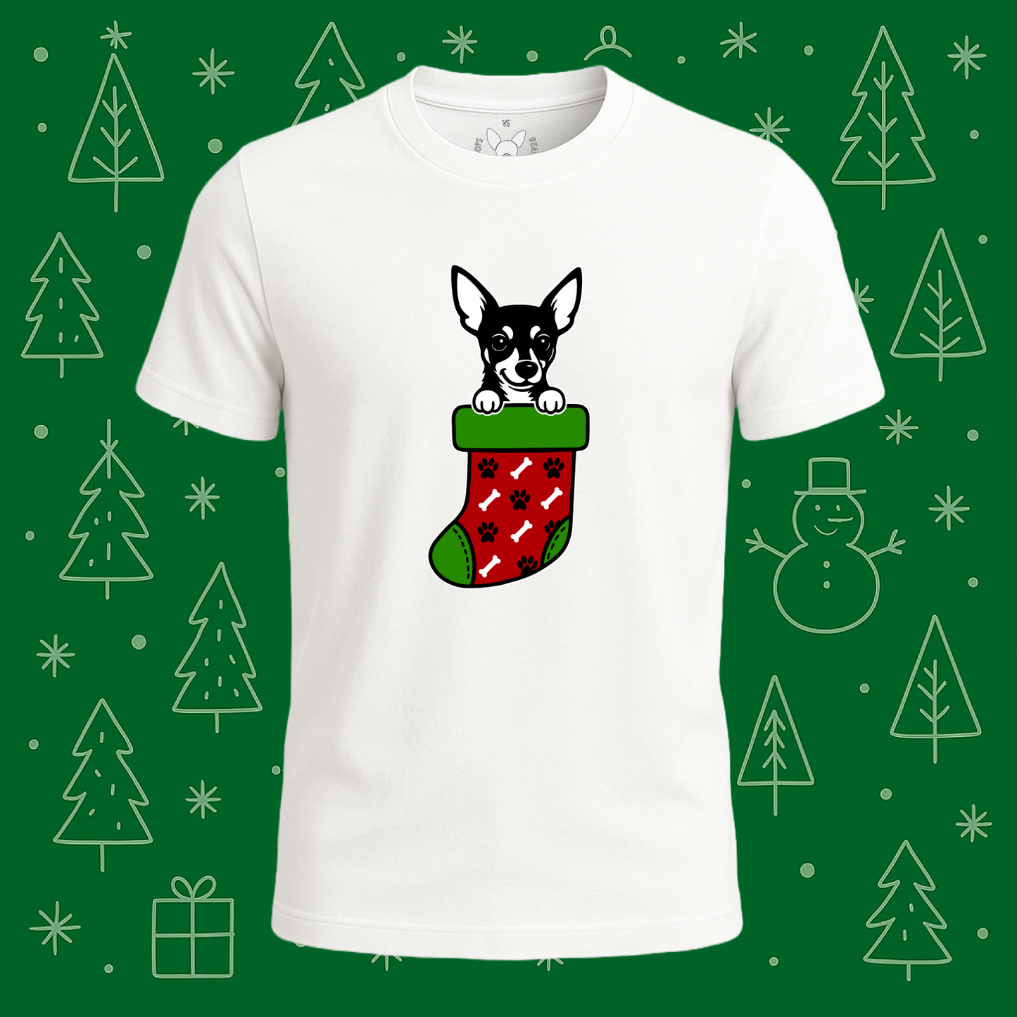 Miniature Pinscher (Min Pin) Christmas Stocking Tee - Feature Print
