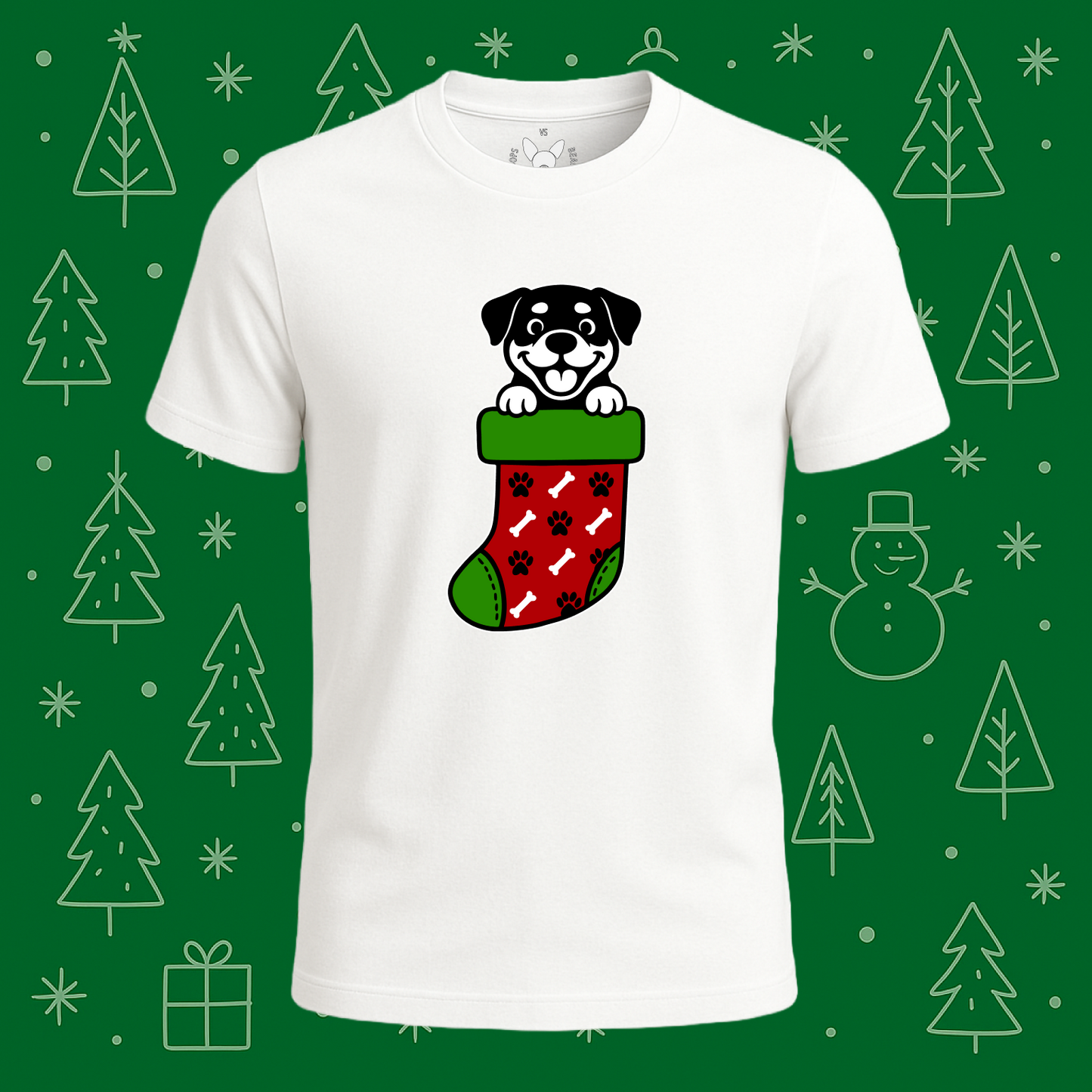 Rottweiler Christmas Stocking Tee - Feature Print