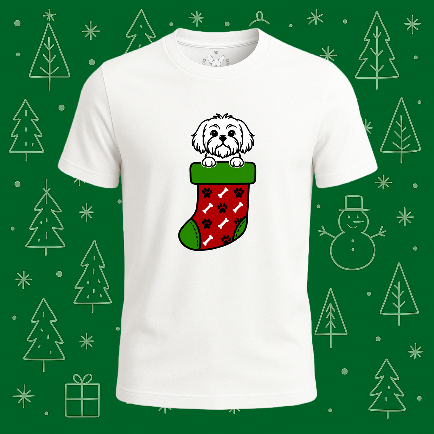 Shih Tzu Christmas Stocking Tee - Feature Print