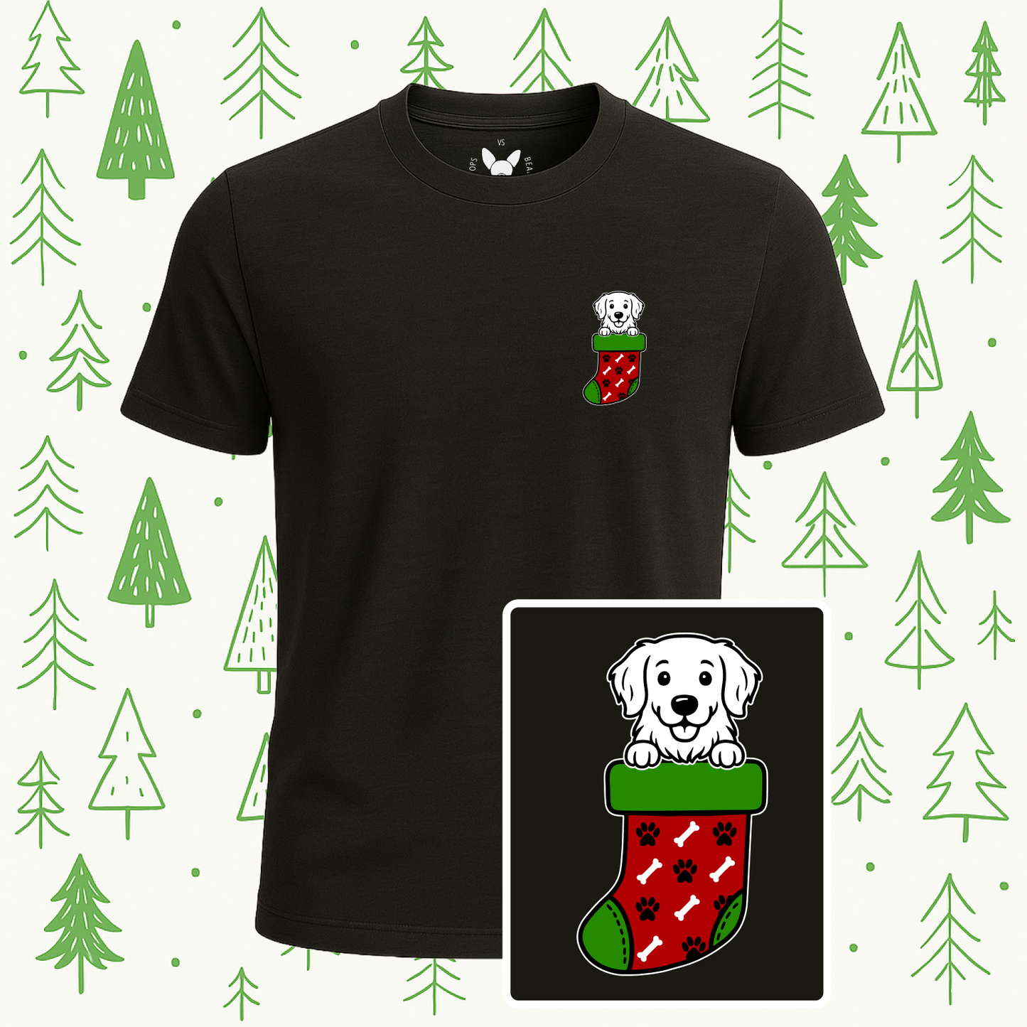 Golden Retriever Christmas Stocking Tee