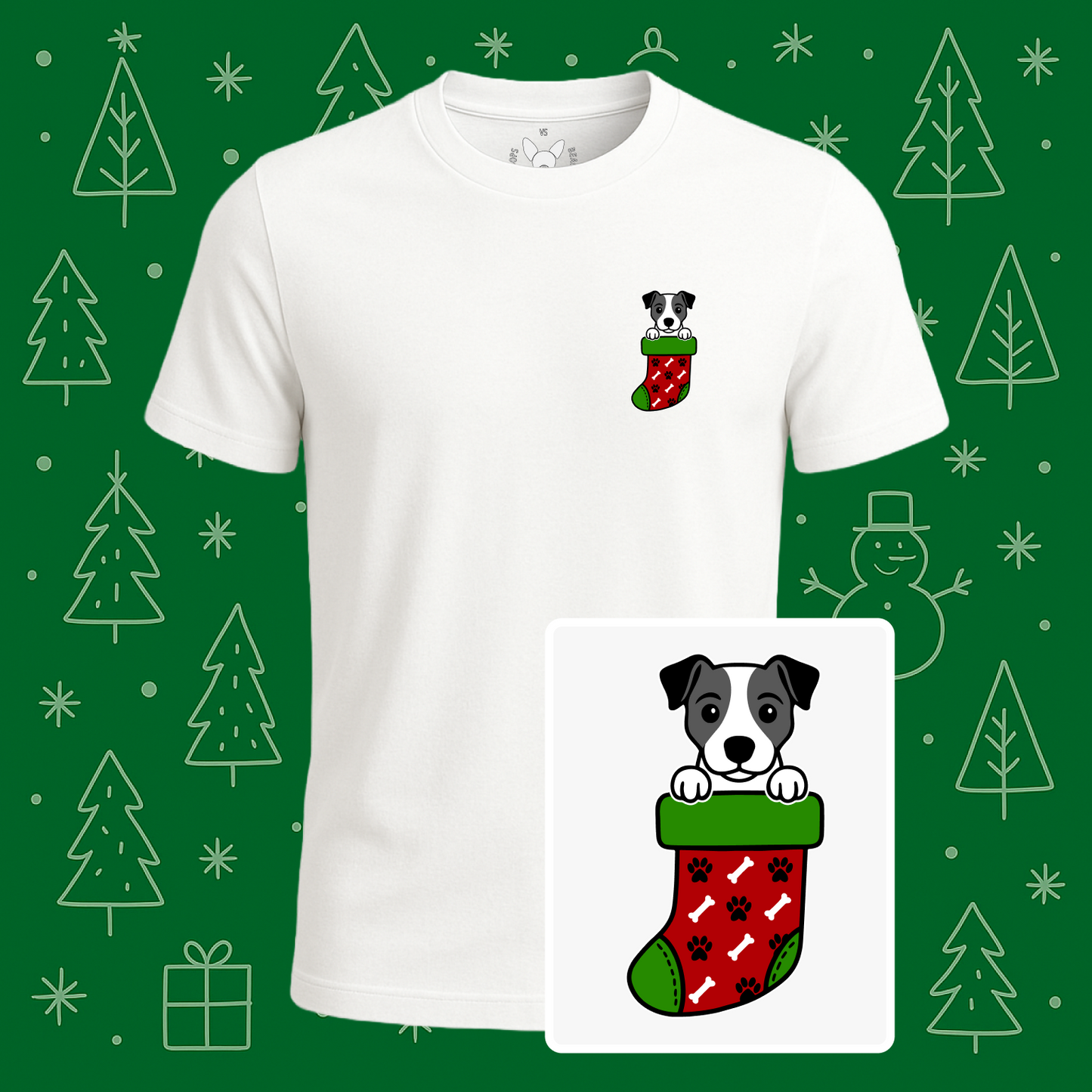 Jack Russell Terrier Christmas Stocking Tee