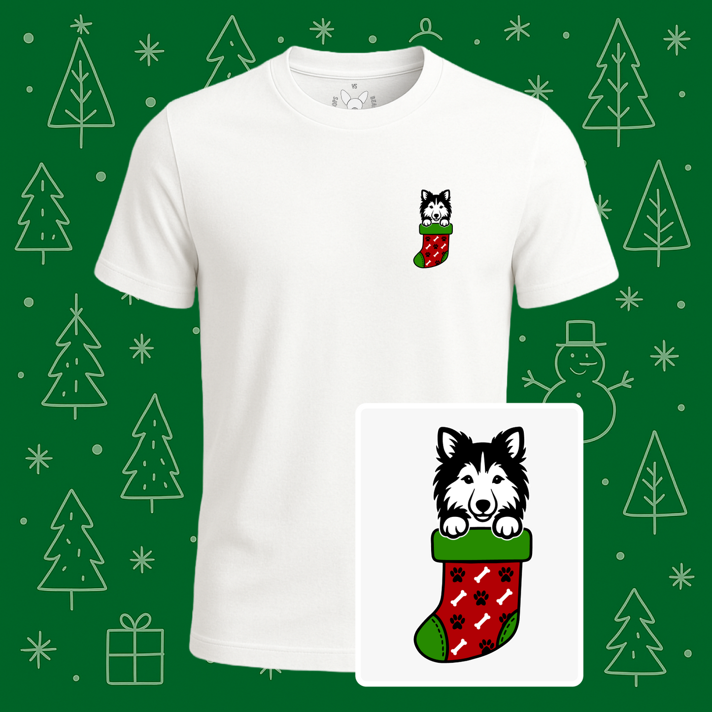 Shetland Sheepdog (Sheltie) Christmas Stocking Tee