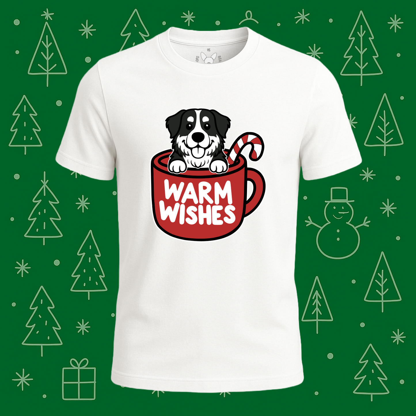 Bernese Mountain Dog Warm Wishes Tee - Feature Print