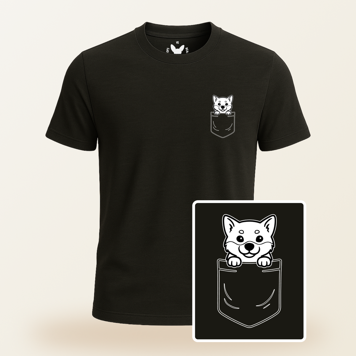 Shiba Inu Pocket-Print Tee