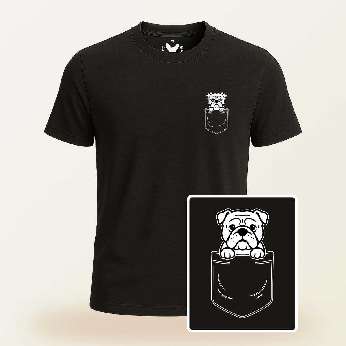 English Bulldog Pocket-Print Tee