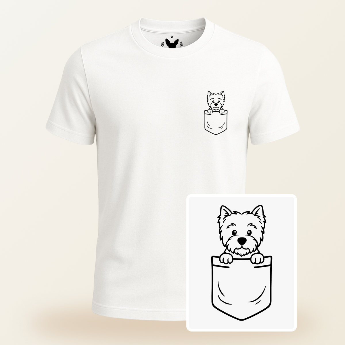 West Highland Terrier (Westie) Pocket-Print Tee