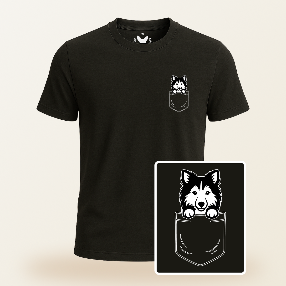 Shetland Sheepdog (Sheltie) Pocket-Print Tee