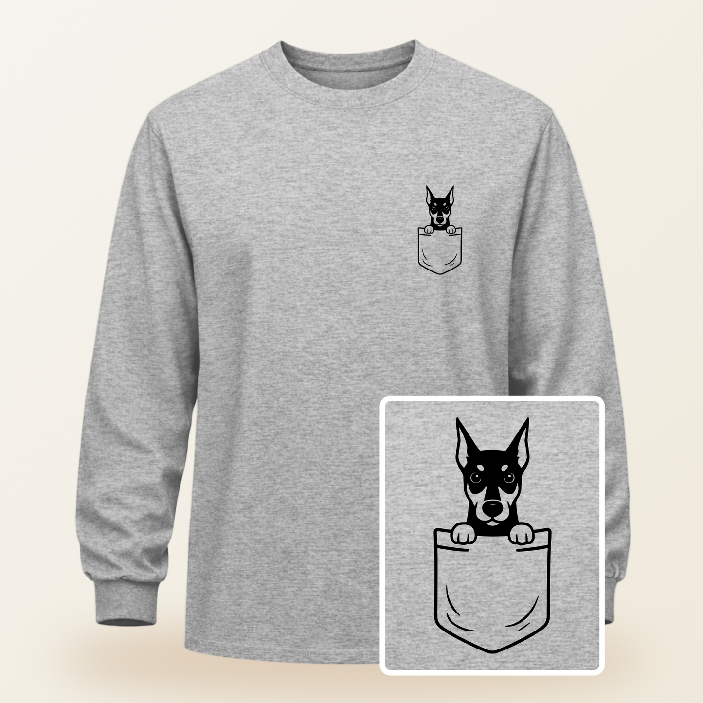 Doberman Pocket-Print Long Sleeve Tee