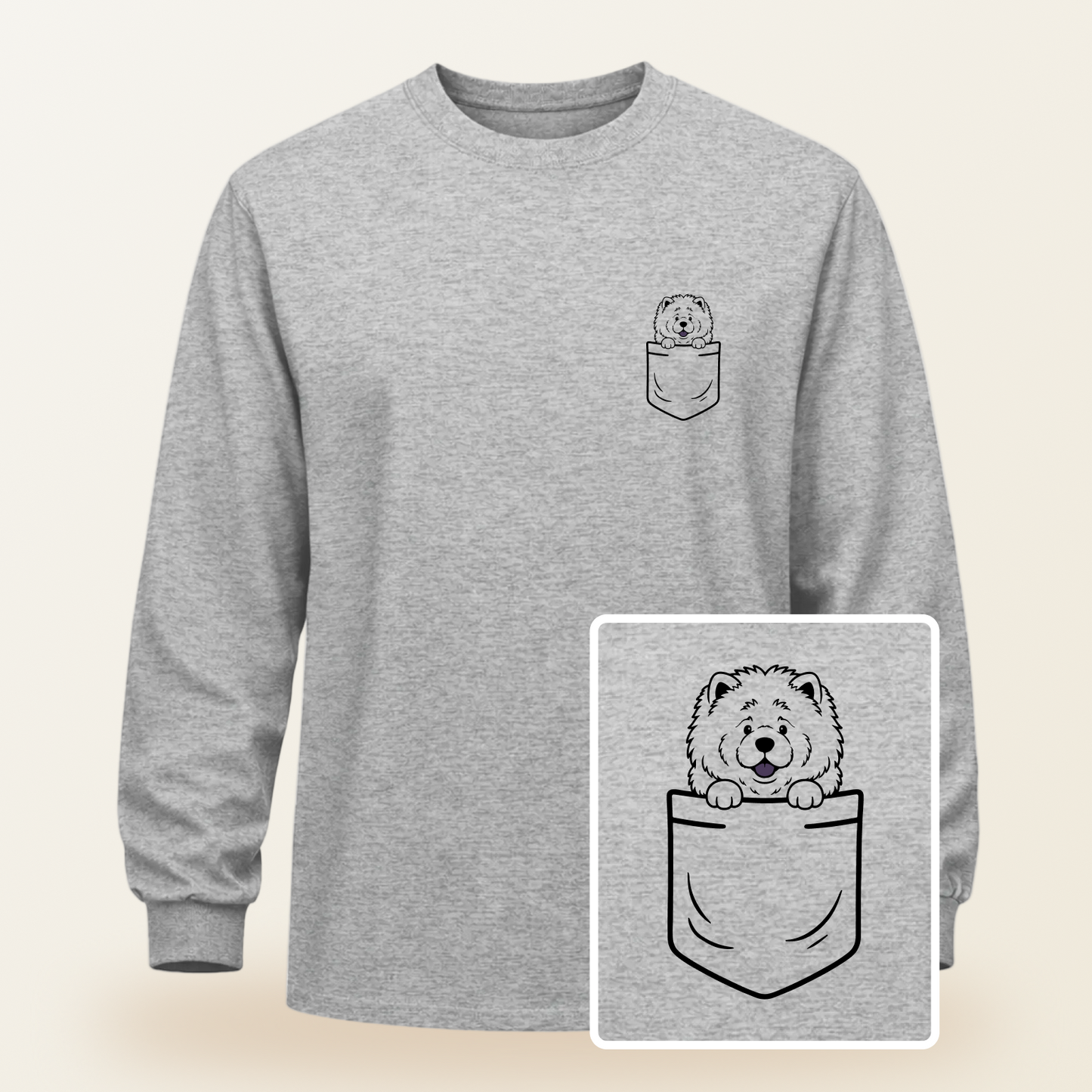Chow Chow Pocket-Print Long Sleeve Tee