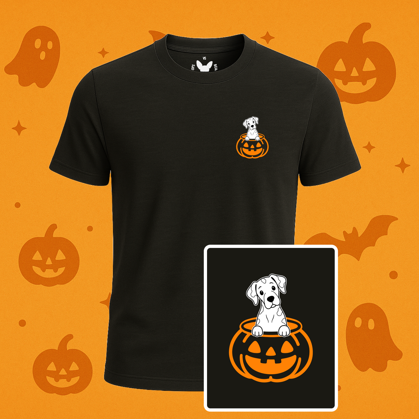 Great Dane (Harlequin) Halloween Pumpkin Pup Tees