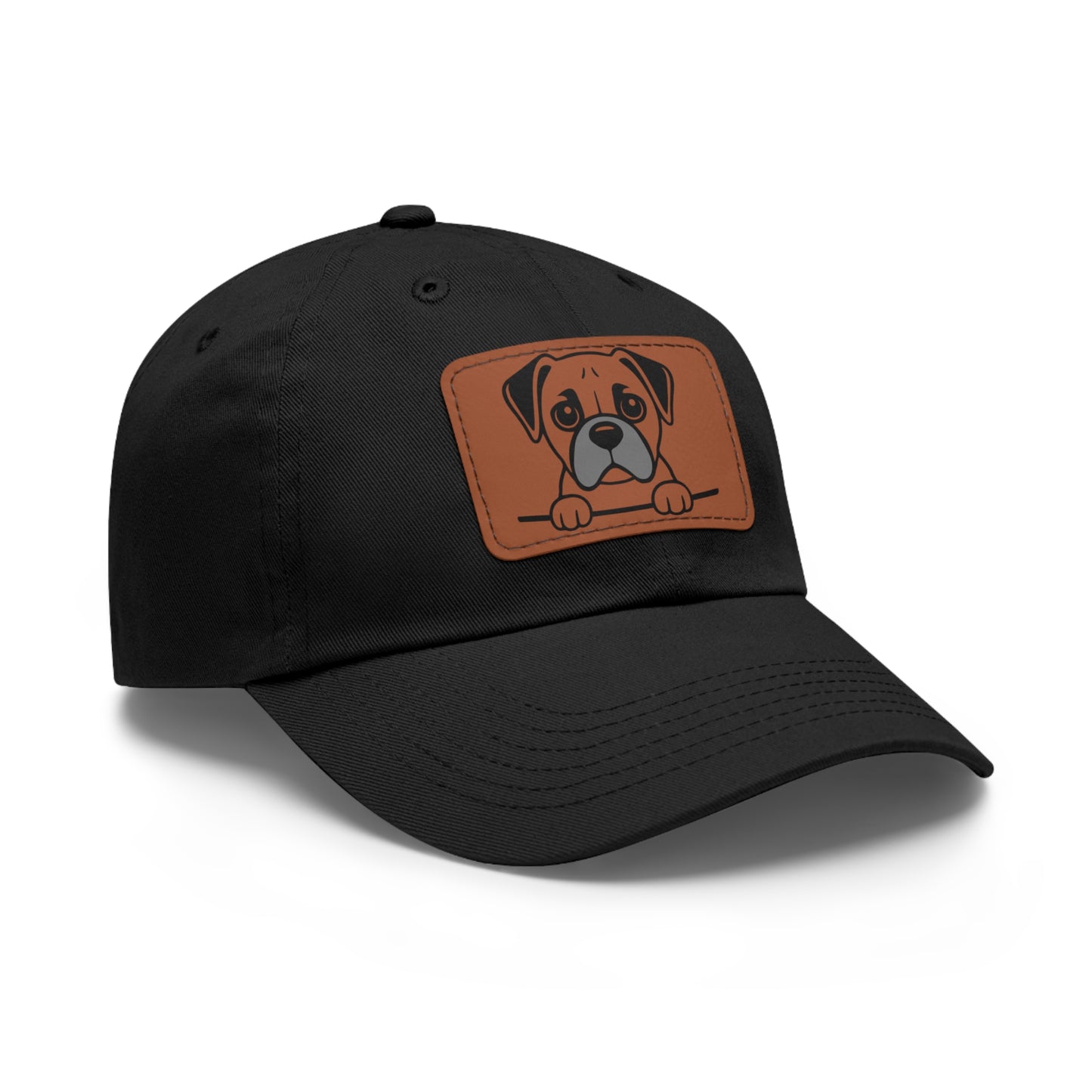 Boxer Dad Hat – Unisex Leather Patch Adjustable Cap