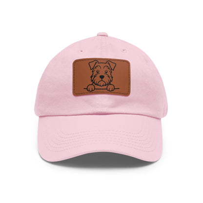 Schnauzer Dad Hat – Unisex Leather Patch Adjustable Cap