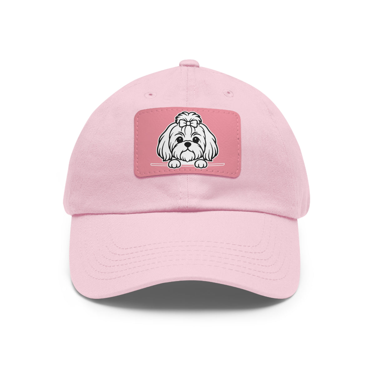 Shih Tzu (Top Knot) Dad Hat – Unisex Leather Patch Adjustable Cap