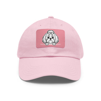 Shih Tzu (Top Knot) Dad Hat – Unisex Leather Patch Adjustable Cap