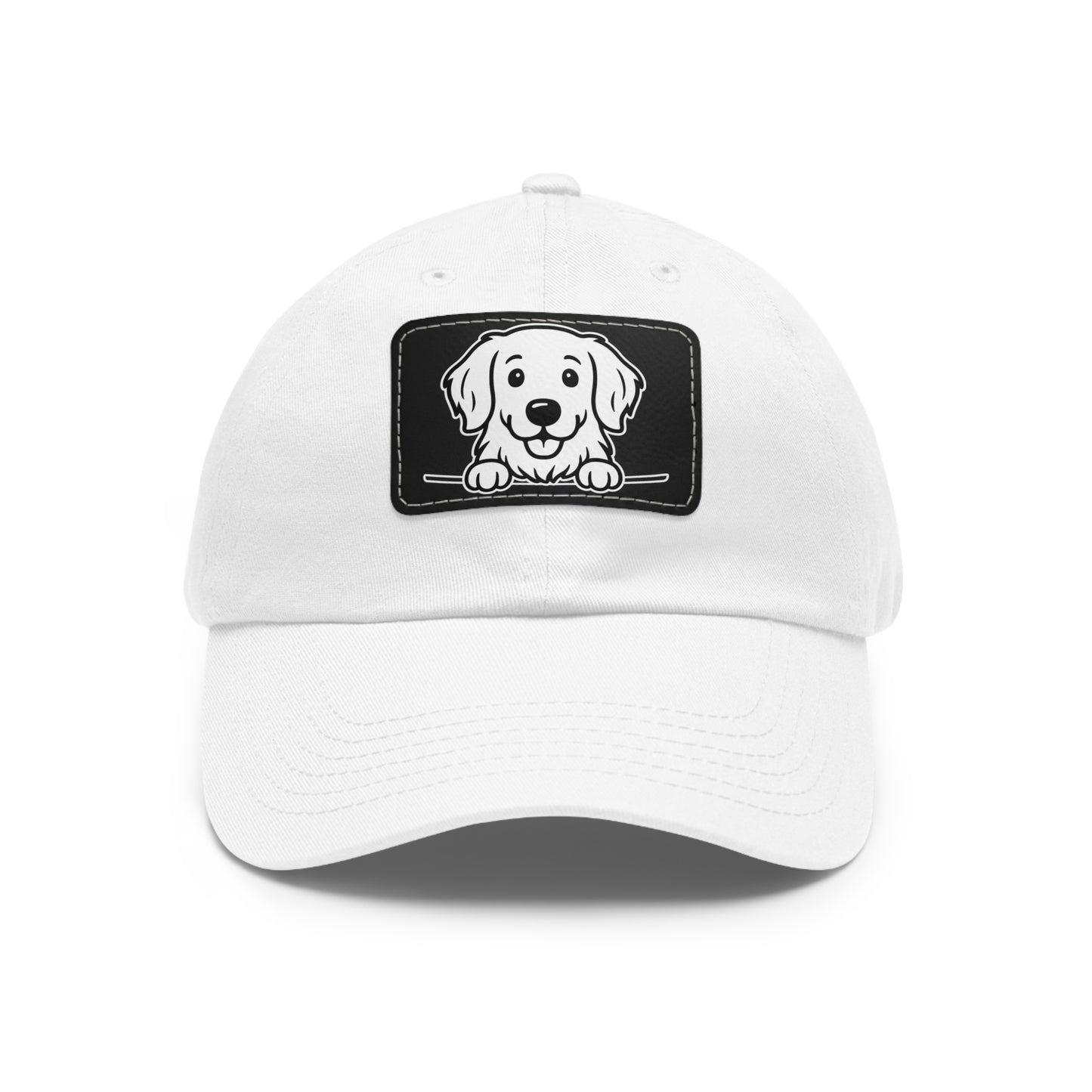 Golden Retriever Dad Hat – Unisex Leather Patch Adjustable Cap