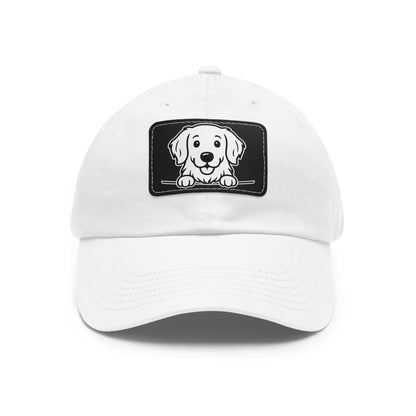 Golden Retriever Dad Hat – Unisex Leather Patch Adjustable Cap
