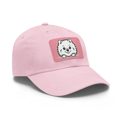 Pomeranian Dad Hat – Unisex Leather Patch Adjustable Cap