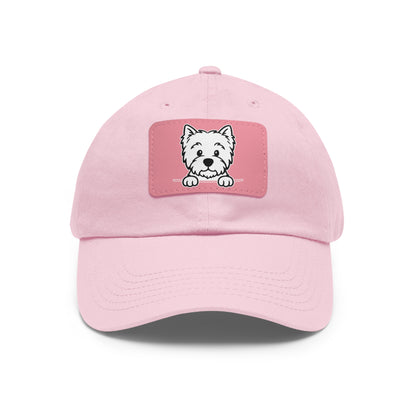 West Highland Terrier (Westie) Dad Hat – Unisex Leather Patch Adjustable Cap