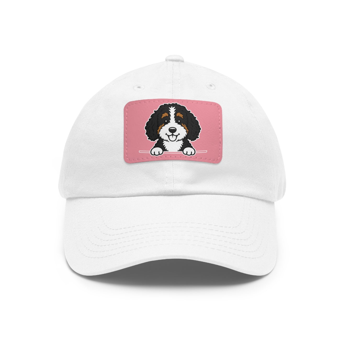 Bernedoodle Dad Hat – Unisex Leather Patch Adjustable Cap