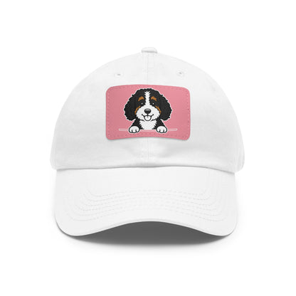 Bernedoodle Dad Hat – Unisex Leather Patch Adjustable Cap