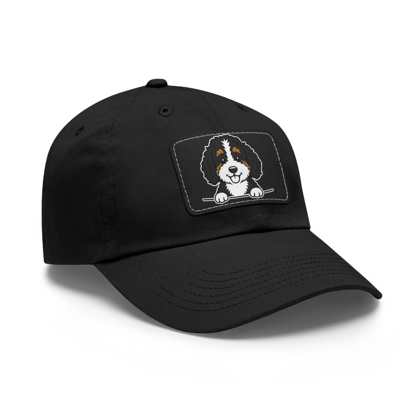 Bernedoodle Dad Hat – Unisex Leather Patch Adjustable Cap