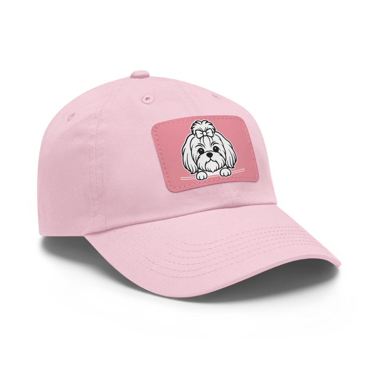 Shih Tzu (Top Knot) Dad Hat – Unisex Leather Patch Adjustable Cap