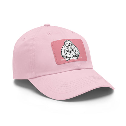 Shih Tzu (Top Knot) Dad Hat – Unisex Leather Patch Adjustable Cap