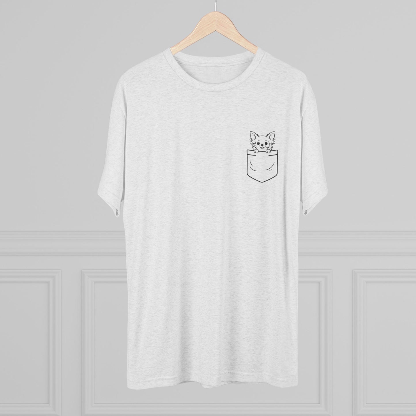 Long Haired Chihuahua Pocket-Print Tri-blend Tee