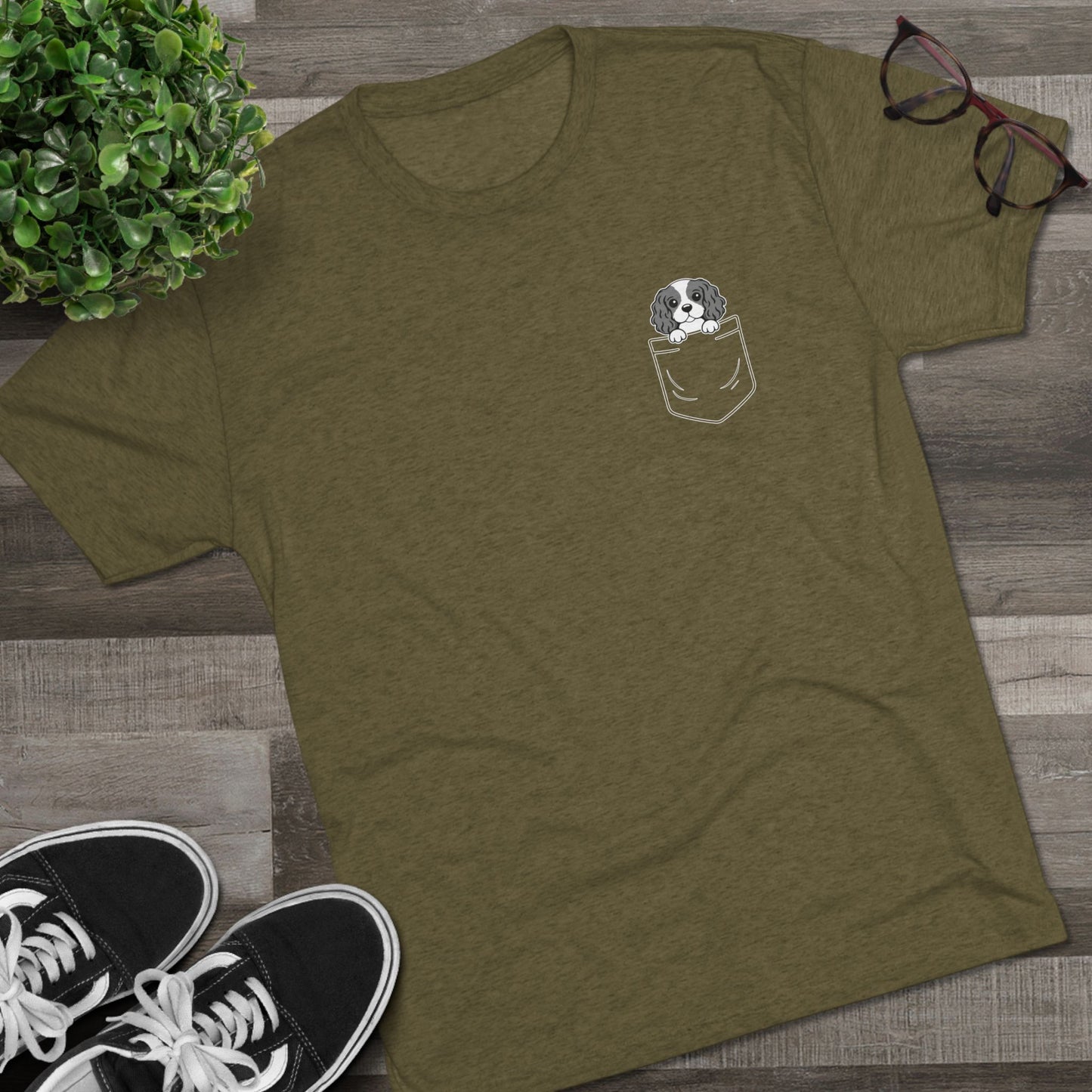 Cavalier King Charles Spaniel Pocket-Print Tri-blend Tee