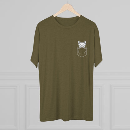 Long Haired Chihuahua Pocket-Print Tri-blend Tee