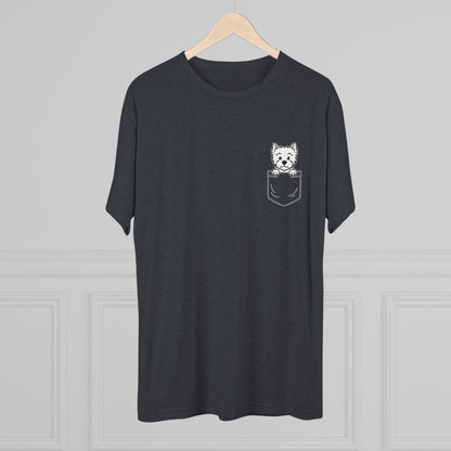 West Highland Terrier (Westie) Pocket-Print Tri-blend Tee