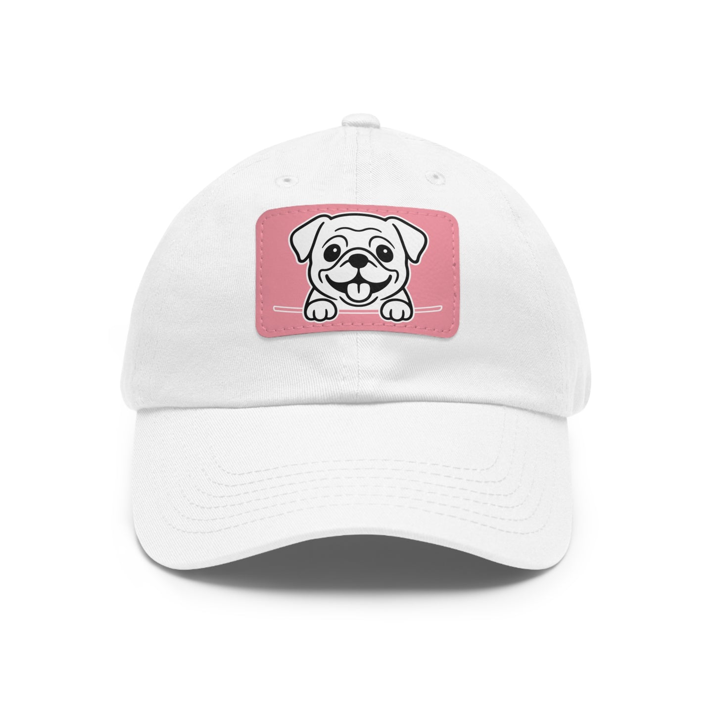 Pug Dad Hat – Unisex Leather Patch Adjustable Cap