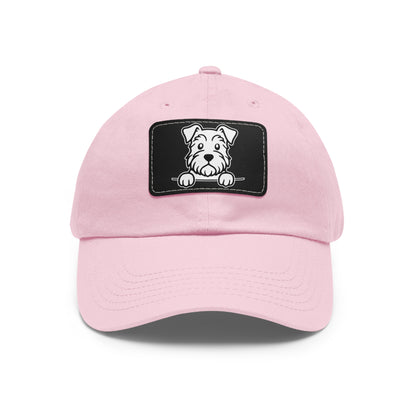 Schnauzer Dad Hat – Unisex Leather Patch Adjustable Cap
