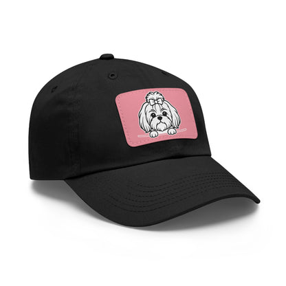Shih Tzu (Top Knot) Dad Hat – Unisex Leather Patch Adjustable Cap