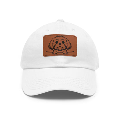 Shih Tzu Dad Hat – Unisex Leather Patch Adjustable Cap